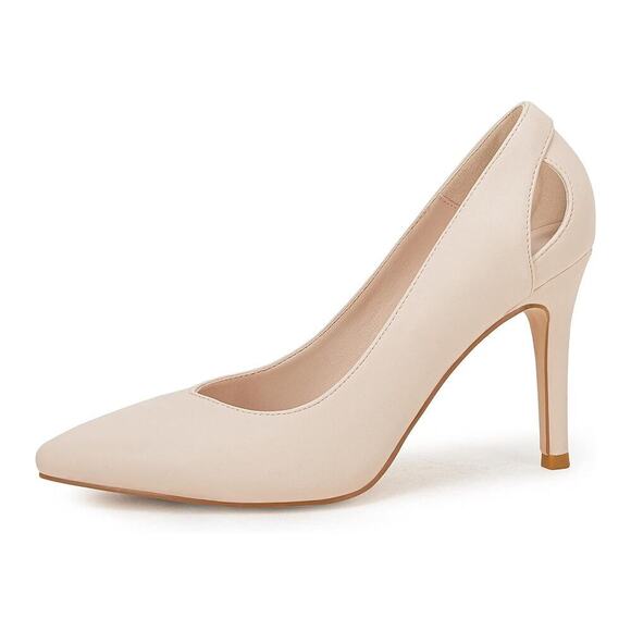 Coutgo Cut Out Pumps High Heel Stiletto Pointed Toe Dress Shoes Sz 8.5 Nude - Picture 14 of 16